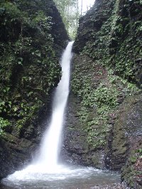 車移動での最終地点徒歩にて約500メートルにある一の滝。高さ14メートル、幅２メートル。橋等かけた箇所もありますが、滑りにくい長靴等での散策をおすすめします。

また、二の滝、三の滝は更に上流。遊歩道手前のまき道より川沿いに山中を進む。ただしコチラには歩道整備はされておらず滑落等危険箇所多数。