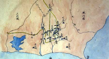 森町域内外の城郭をめぐる攻防戦図(1501～1573年)