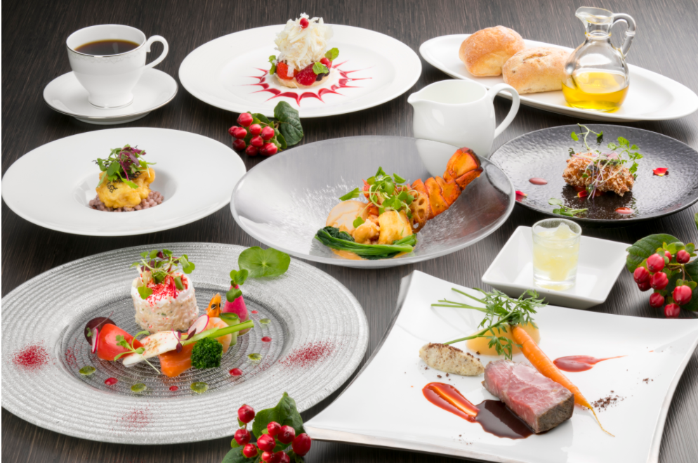 彩りも豊かな目で楽しみ、食べて美味しいコース料理