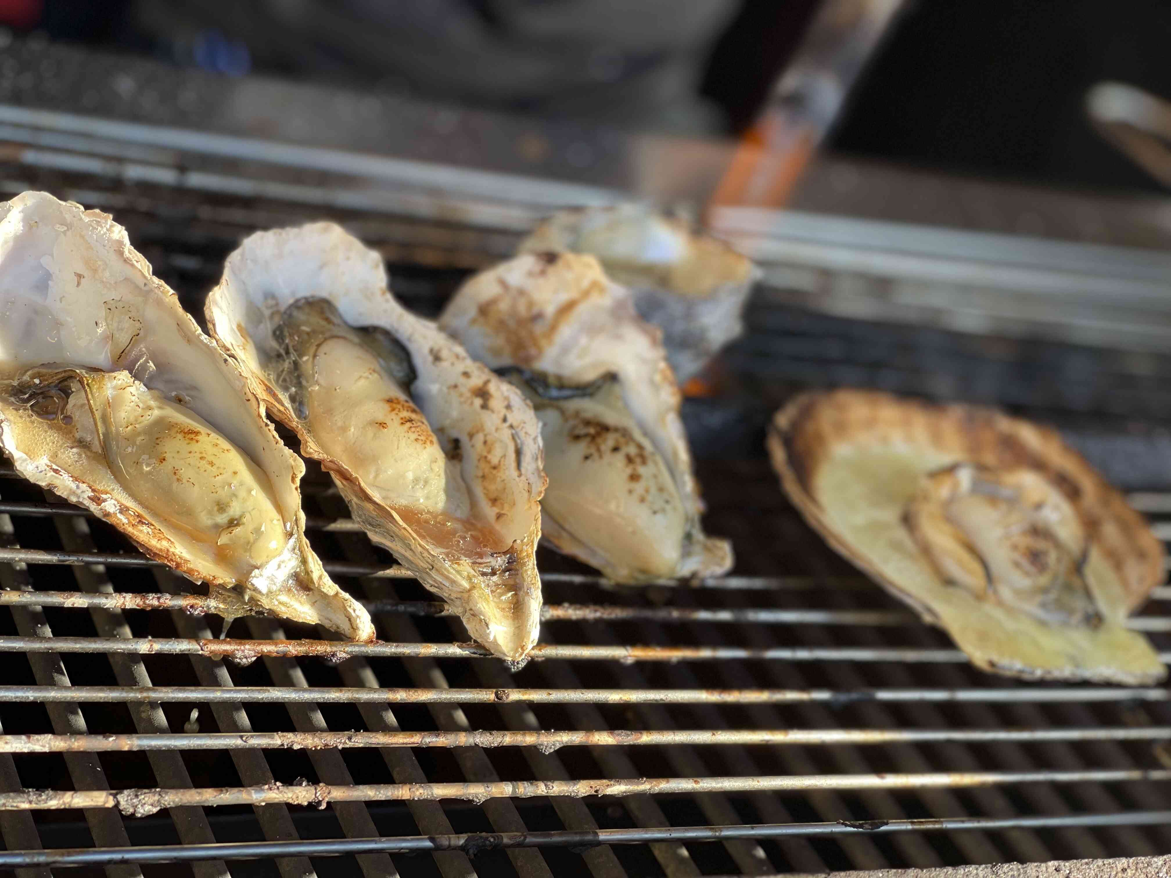 焼き牡蠣、焼きサザエ、蒸し牡蠣、アワビバター、ホタテバター