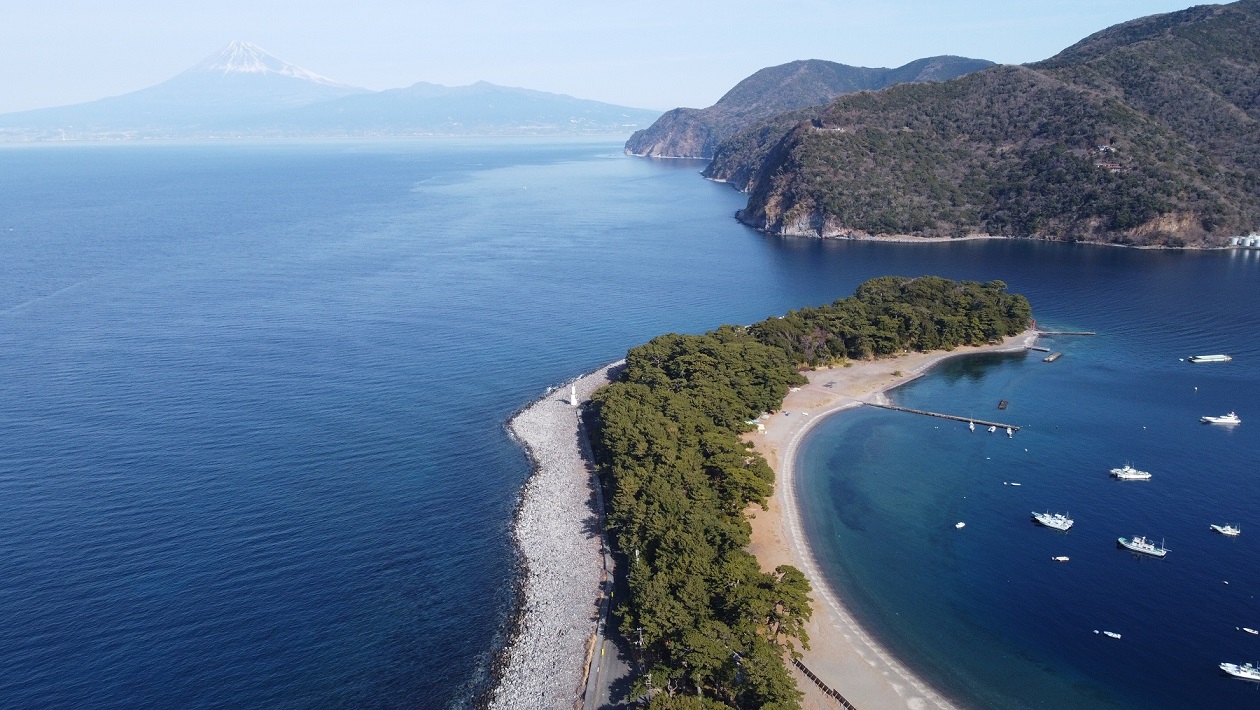 戸田御浜岬灯台と富士山／提供：沼津市教育委員会