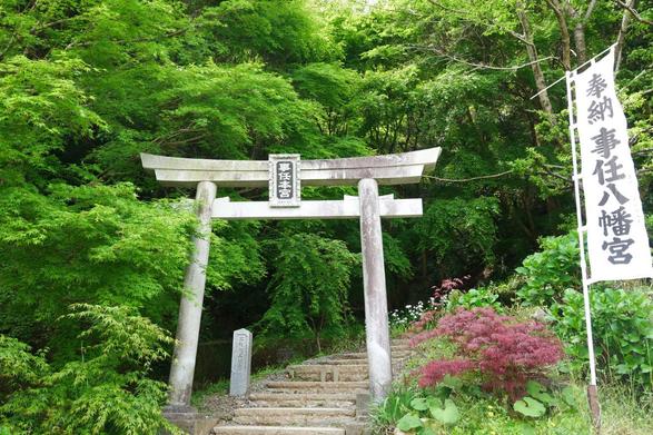 旧道沿いに建つ事任八幡宮の本宮の鳥居