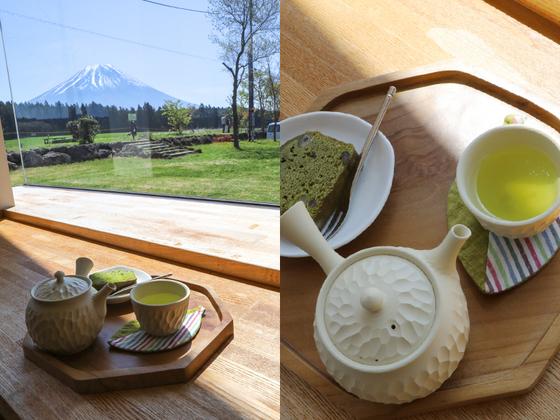 富士園：カフェスペースから臨む富士山