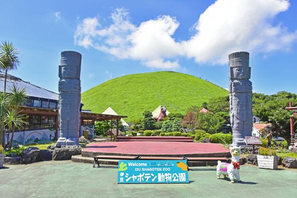太陽の広場からは大室山が見えます（写真提供：伊豆シャボテン動物公園）