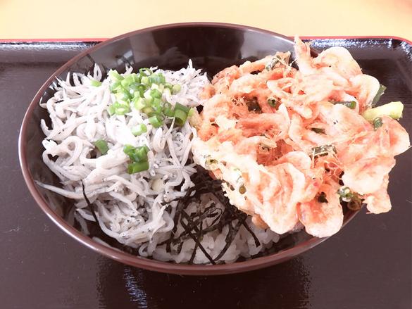 桜えびかき揚げと釜揚げしらすが一度に楽しめる丼